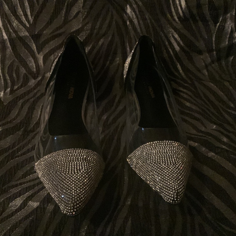 Clear Rhinestone Pointed Toe Flats - Picture 3 of 7